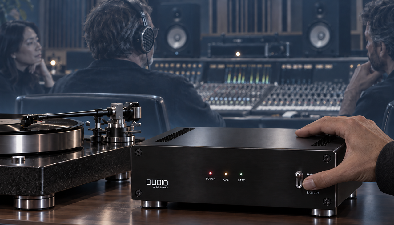 Audio Designs true Class-A RIAA preamplifier, rear view